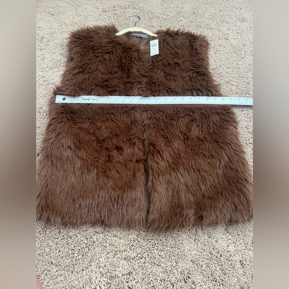 NWT new OS one size fits all Anthropologie faux fur midi vest brown S M L XL - Picture 16 of 17